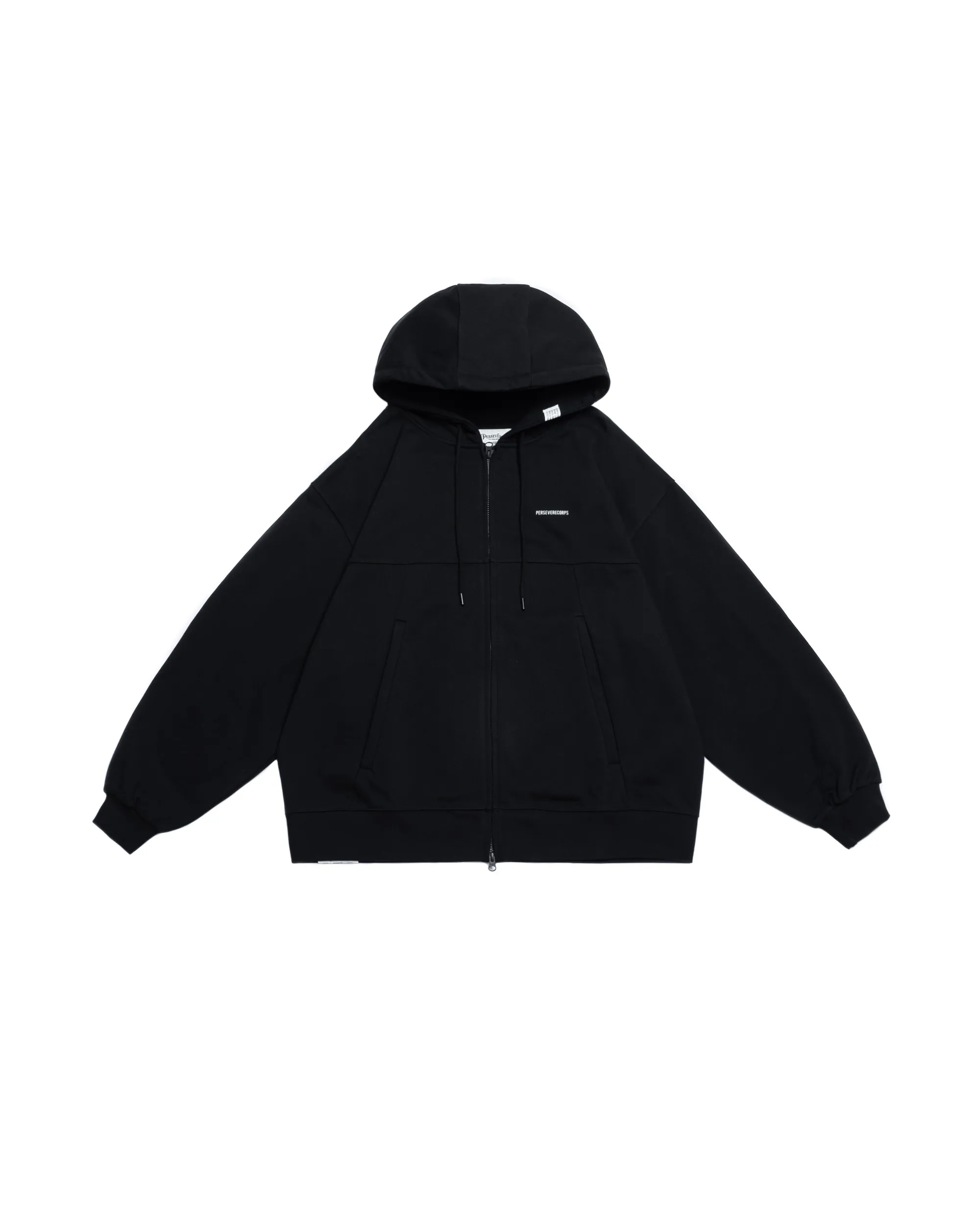 PERSEVERE HEAVYWEIGHT COTTON HOODIE JACKET - BLACK