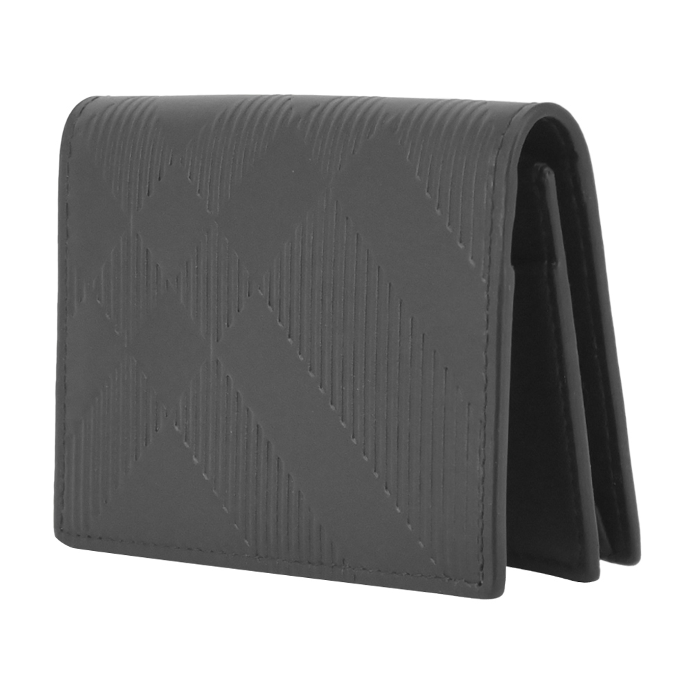 【JS’Maxx】BURBERRY 經典格紋壓印小牛皮卡片夾(黑色)