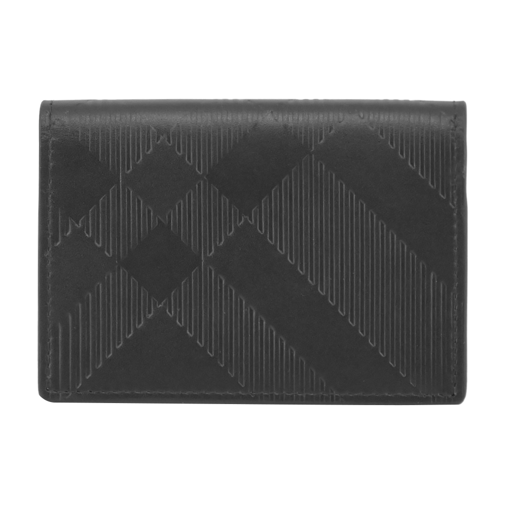 【JS’Maxx】BURBERRY 經典格紋壓印小牛皮卡片夾(黑色)