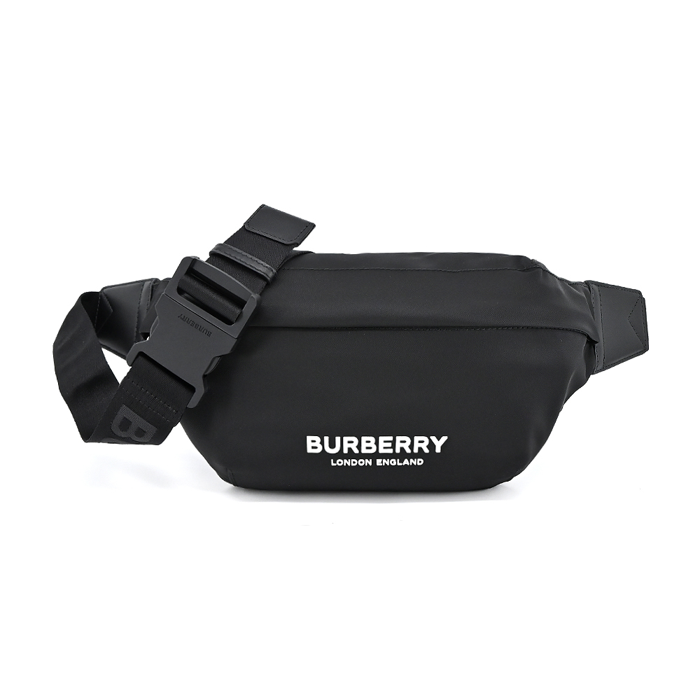 【JS’Maxx】BURBERRY  新款Sonny徽標印花尼龍腰包(黑色)