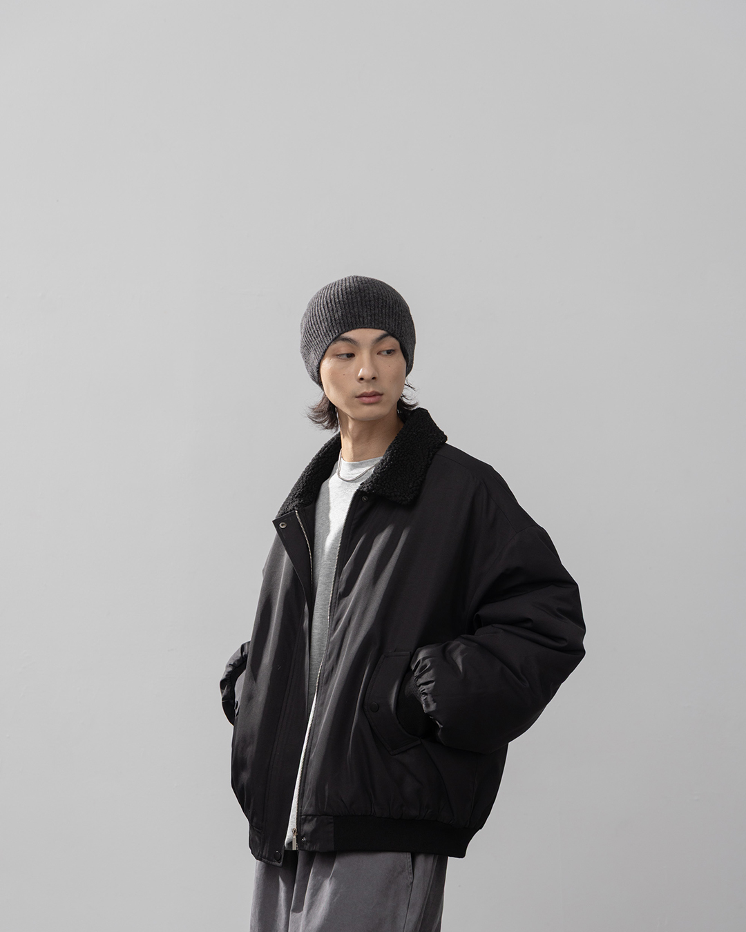 Men's Fleece Collar Brushed Fleece Flight Jacket M/L【02071686】in stock+pre-order