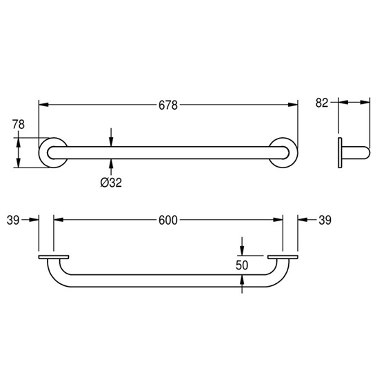 KWC CNTX600W 直扶手 600mm