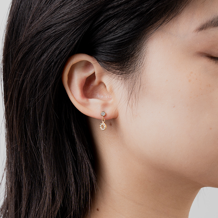 miramira微光｜白鋯石鏤空圓圈耳環D5508-金70625