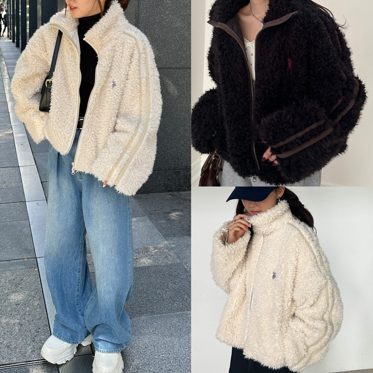 預購┃U.S. POLO ASSN. 刺繡 蓬鬆 立領 羽毛 寬鬆 外套