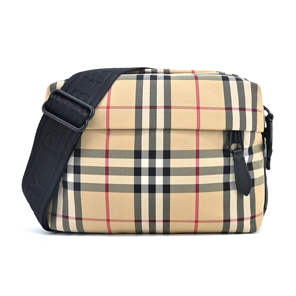 【JS’Maxx】BURBERRY Paddy經典格紋帆布斜背包(卡其)