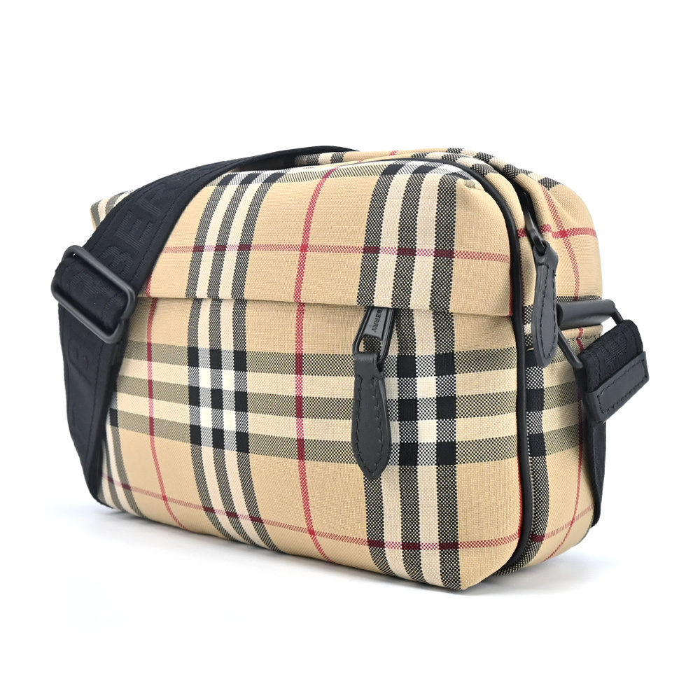 【JS’Maxx】BURBERRY Paddy經典格紋帆布斜背包(卡其)