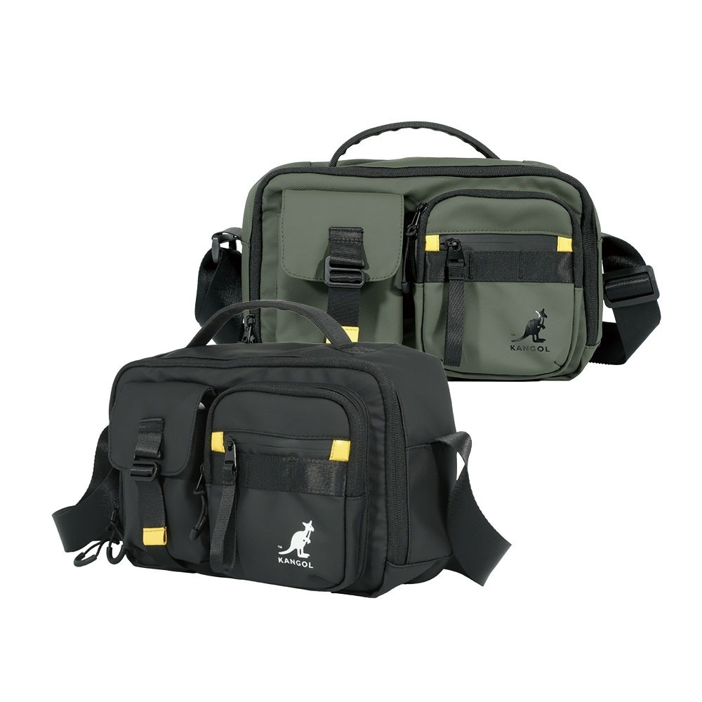 KANGOL 側背包 黑 綠 多夾層 防潑水 包包 6555171220 6555171270