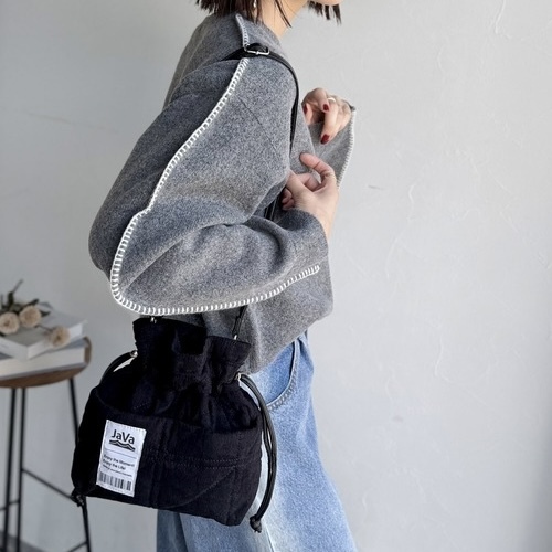 JaVa 燈芯絨 抽繩 斜背包 迷你 日本代購 95911298