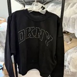 [S] DKNY BLACK/BLACK EXPLODED RHINESTONE VARISTY LOGO PULLOVER SWEATSHIRT, DP5T1462-BBL (SD1627)