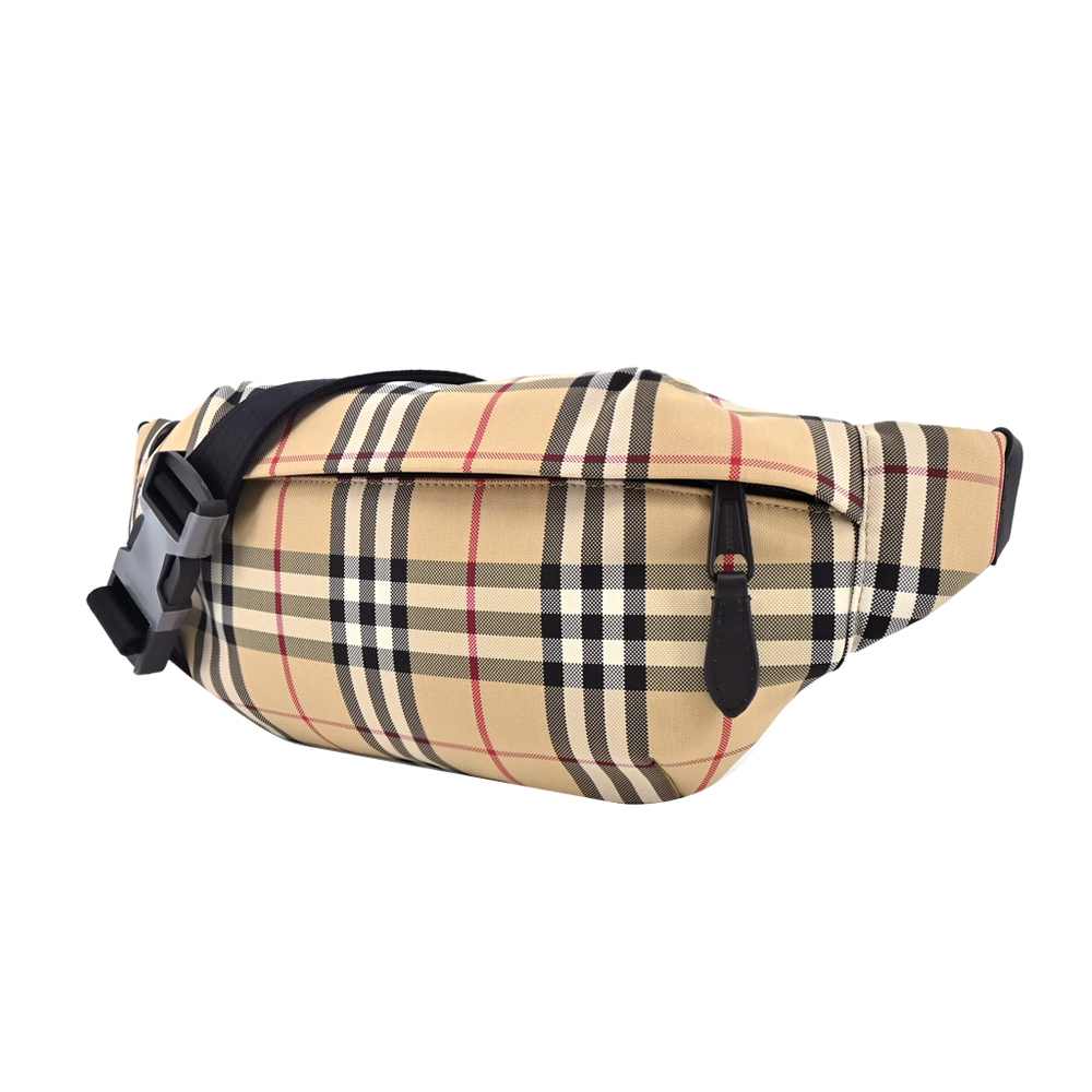 【JS’Maxx】BURBERRY  Vintage 格紋拉鍊腰包(卡其)