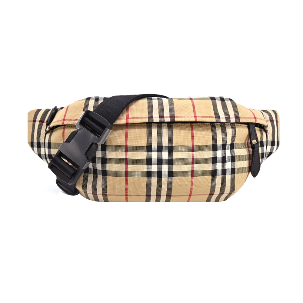 【JS’Maxx】BURBERRY  Vintage 格紋拉鍊腰包(卡其)