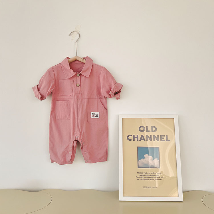 粉色工裝風爬服