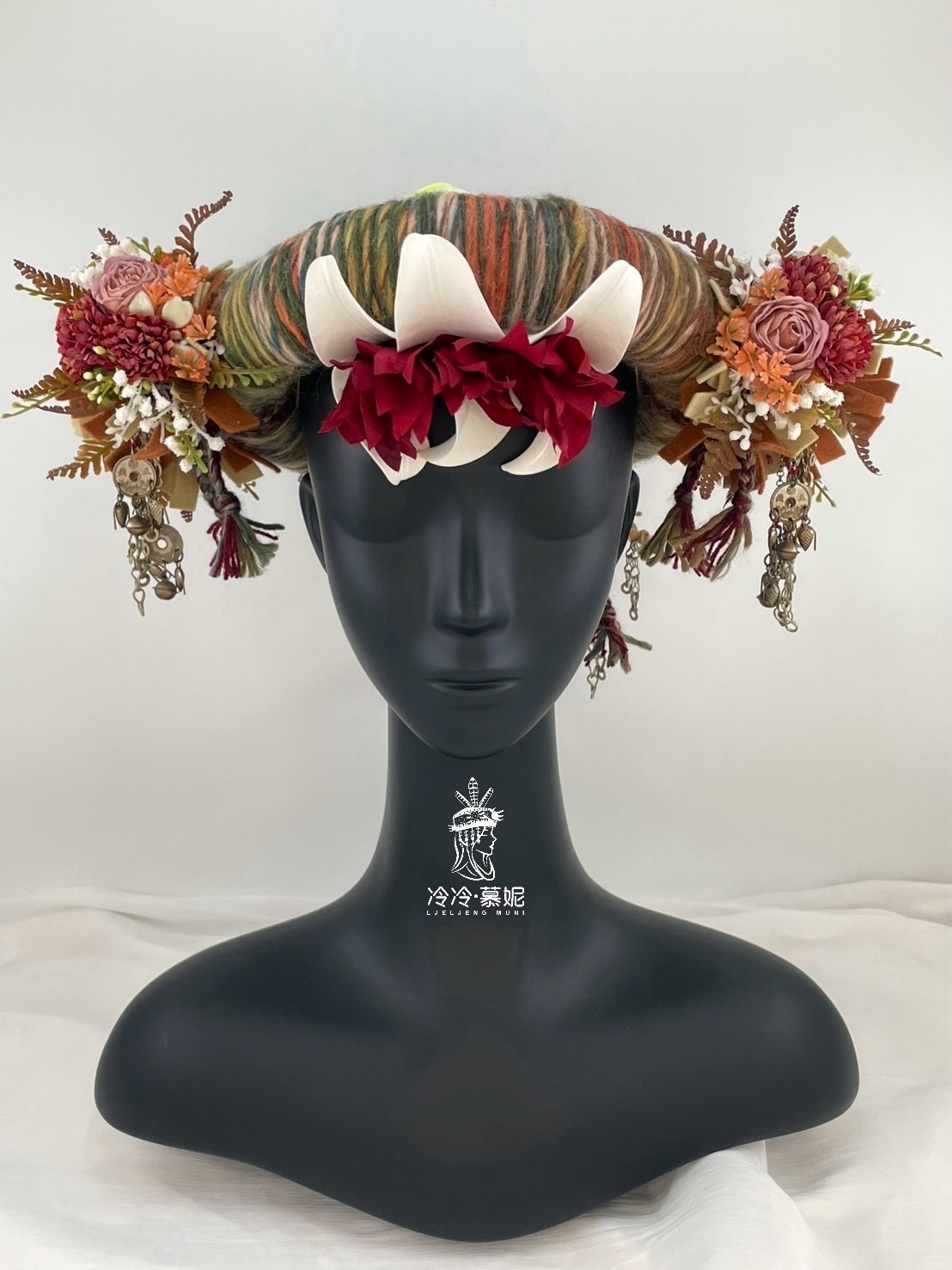 No.3毛線配花頭飾55cm