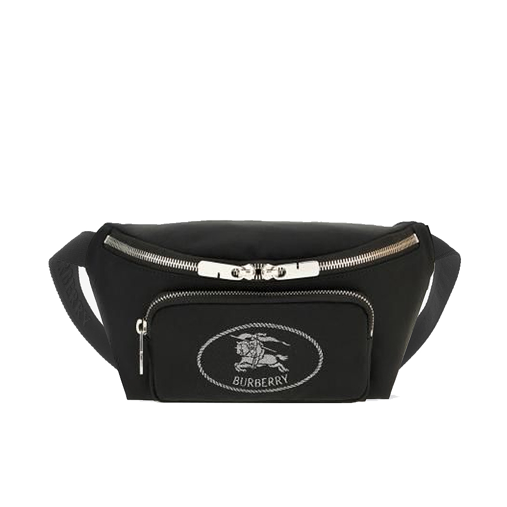 【JS’Maxx】BURBERRY Orkney戰馬LOGO尼龍腰包(黑色)