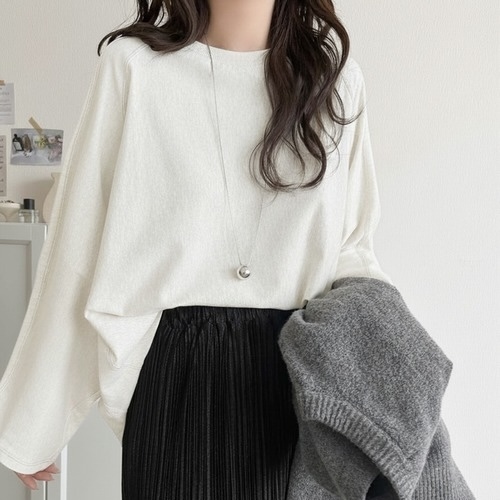 JaVa 外縫線 蝙蝠袖 後標誌 純棉 長袖 上衣 日本代購 96302736