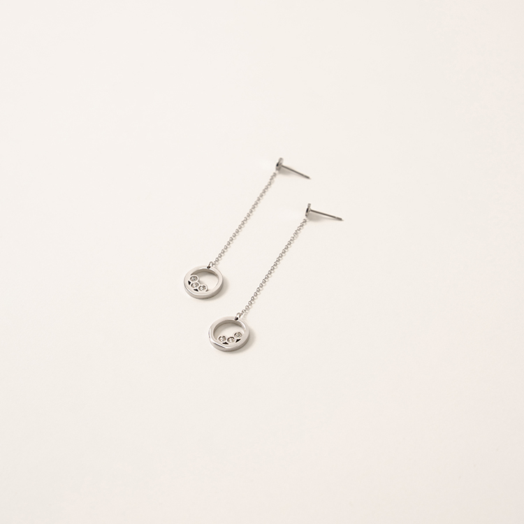 miramira微光｜白鋯石鏤空圈墜耳環D1848-銀37478