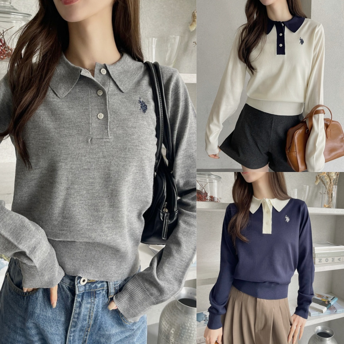 預購┃U.S. POLO ASSN. 刺繡 修身 針織 長袖 POLO衫