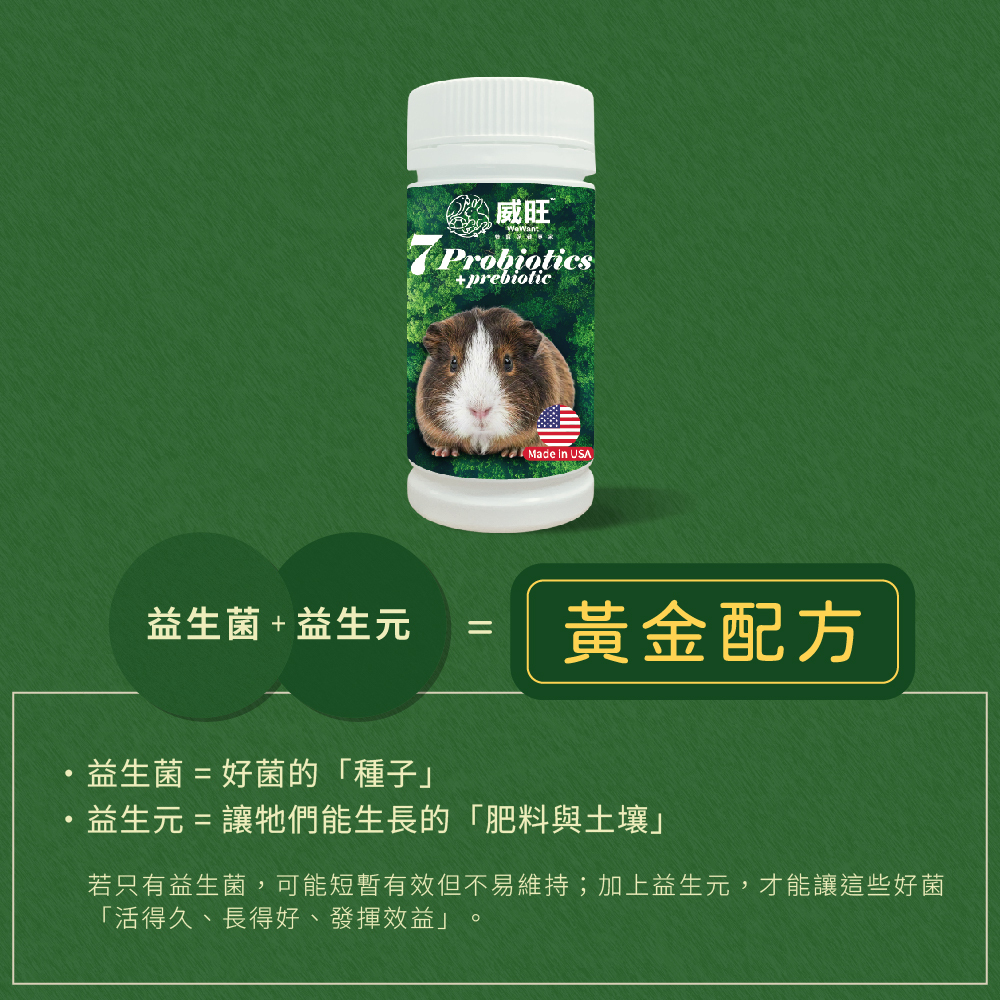 威旺WeWant 天竺鼠用益生菌+益生元-超能7菌30g,添加益生菌及益生元,保養功效加倍