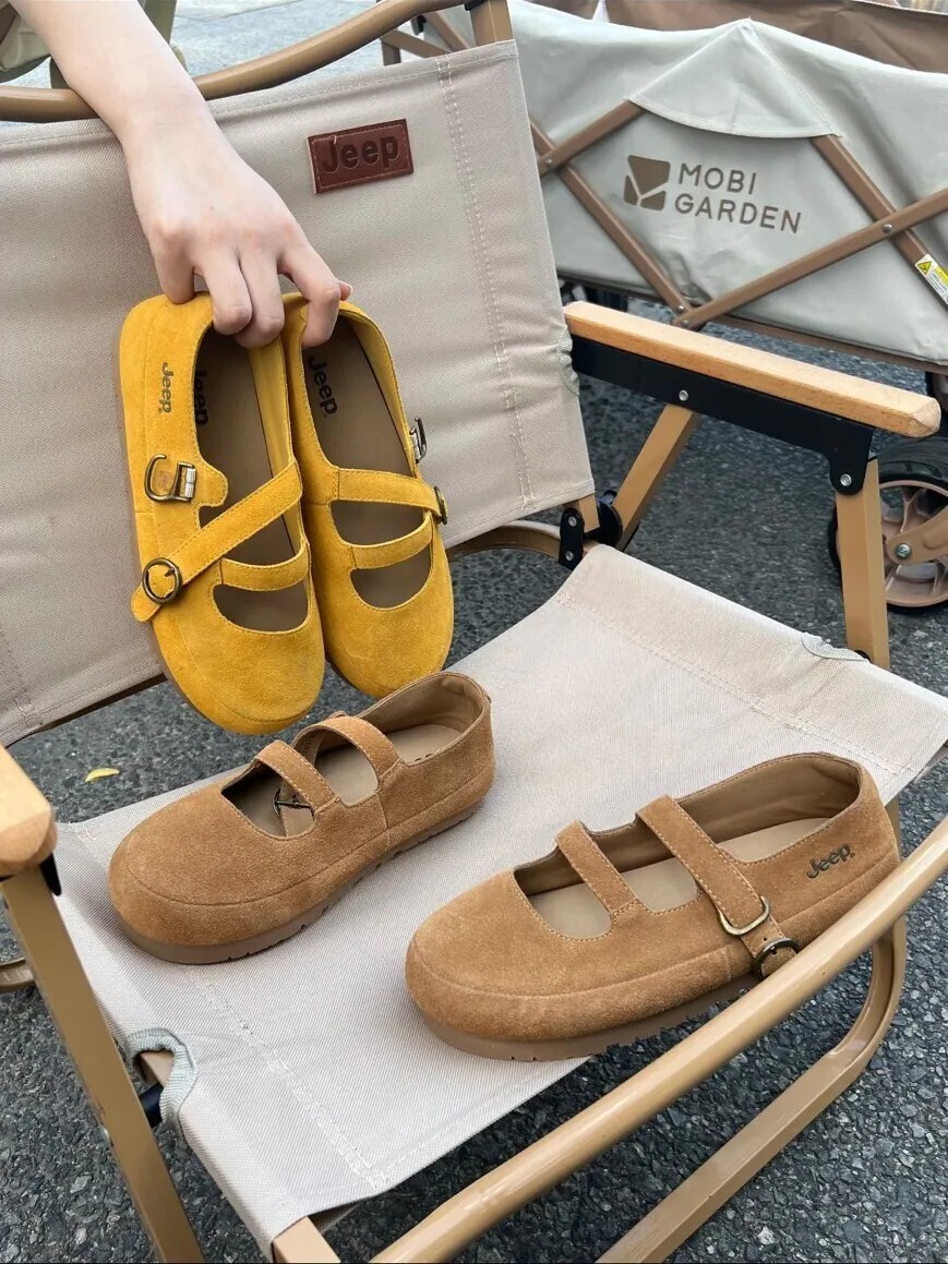 NG品-25cm-Jeep 微厚底 瑪莉珍鞋 落葉棕