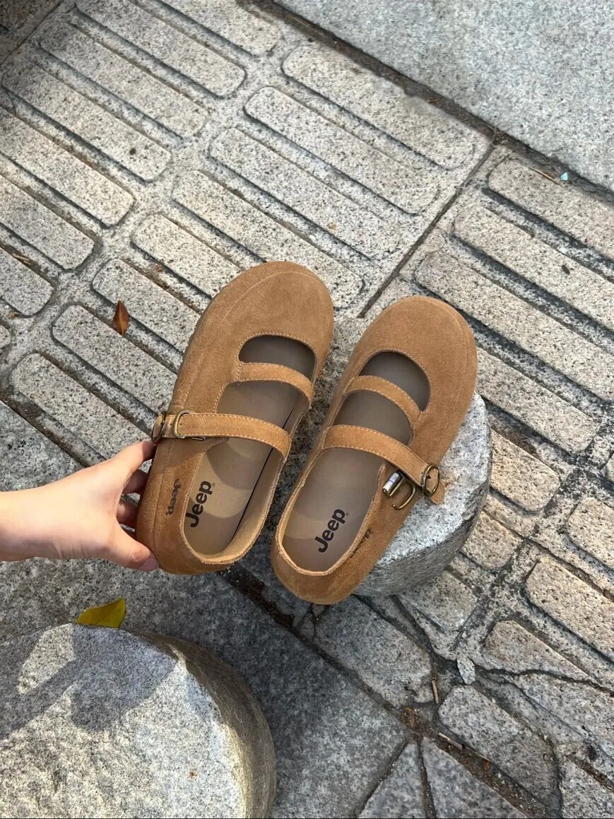 NG品-25cm-Jeep 微厚底 瑪莉珍鞋 落葉棕