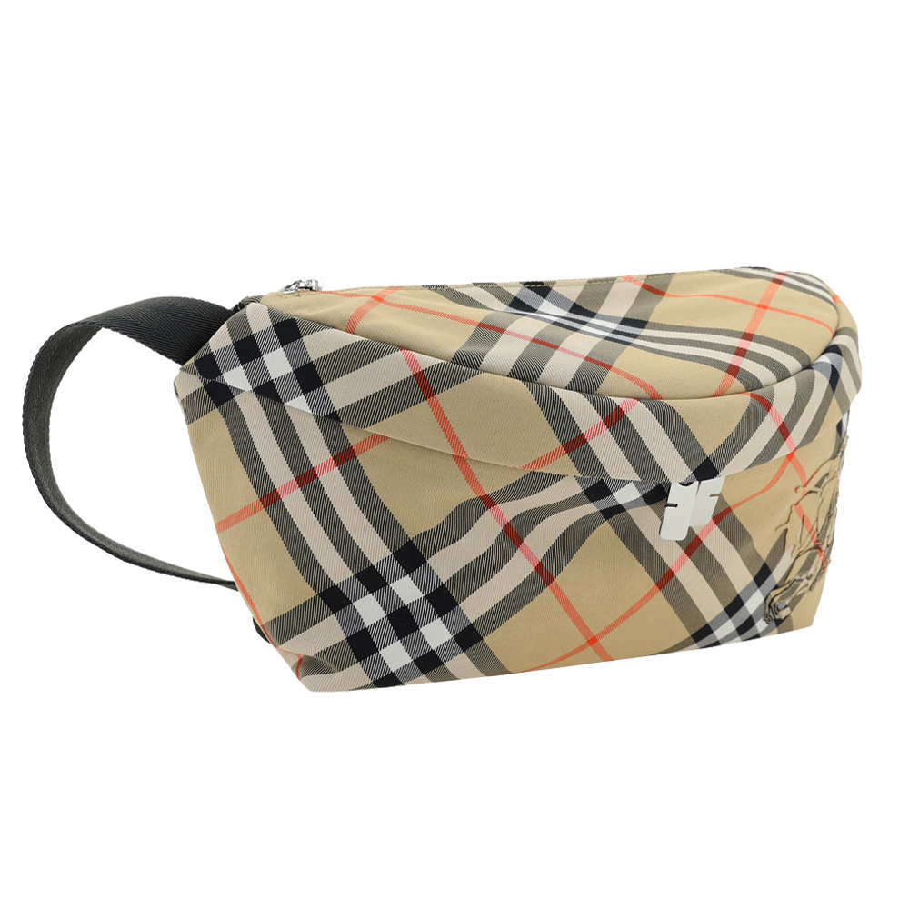 【JS’Maxx】BURBERRY 新款格紋戰LOGO肩背/腰包(沙色)