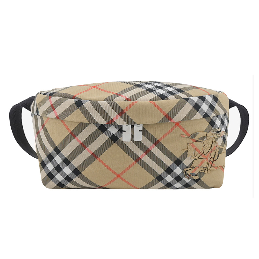 【JS’Maxx】BURBERRY 新款格紋戰LOGO肩背/腰包(沙色)