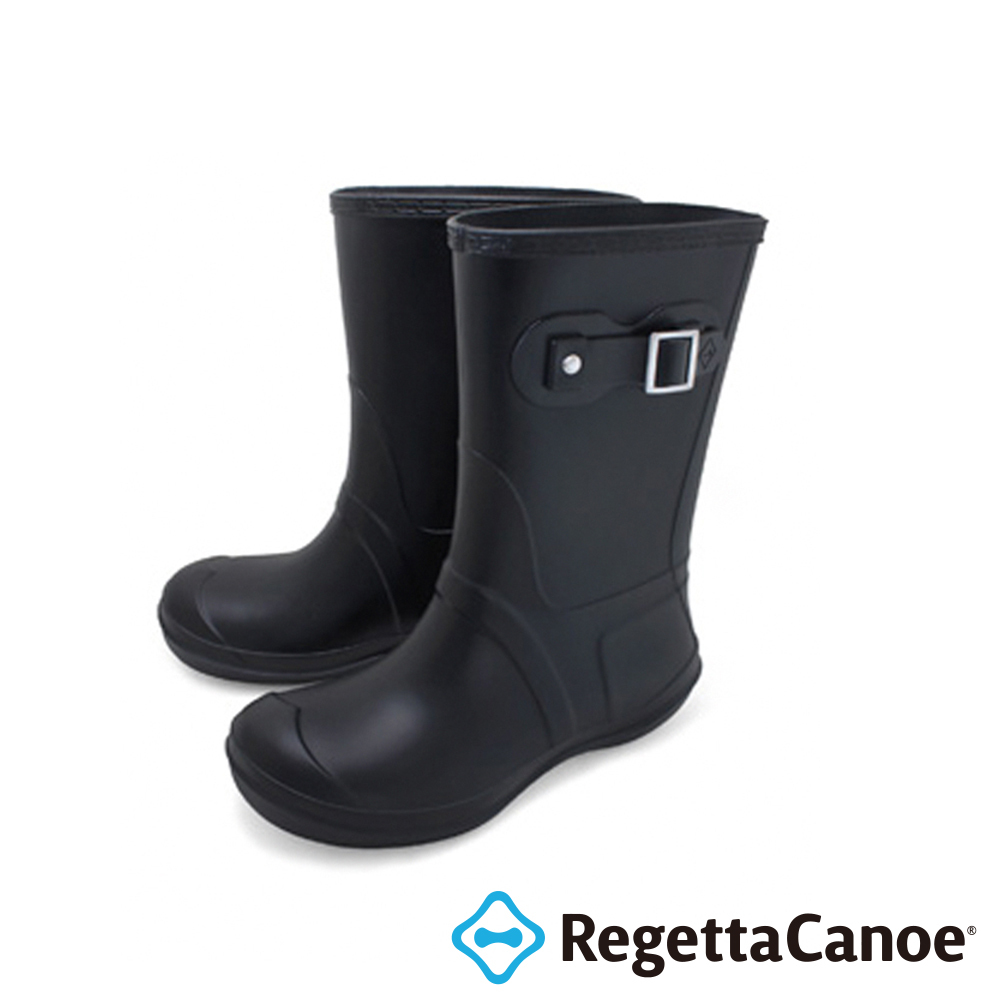 大阪樂步健康鞋RegettaCanoe-金屬扣環中筒雨靴CCRB001(BLK-黑色)