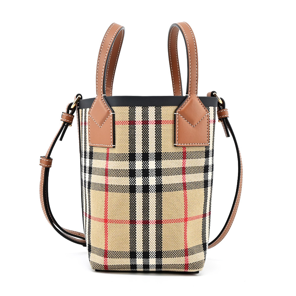 【JS’Maxx】BURBERRY London經典格紋迷你托特包(卡其)