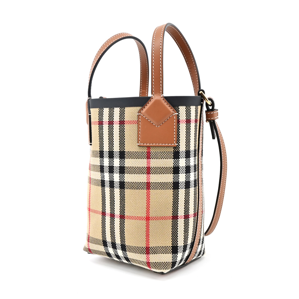 【JS’Maxx】BURBERRY London經典格紋迷你托特包(卡其)