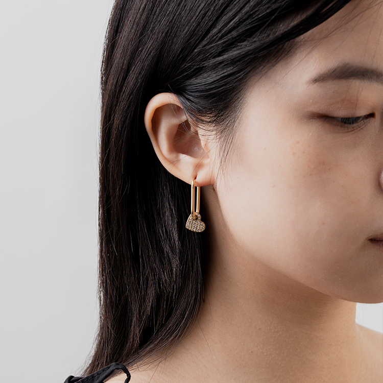 miramira心語｜心動密碼方扣耳環D1322-金06242