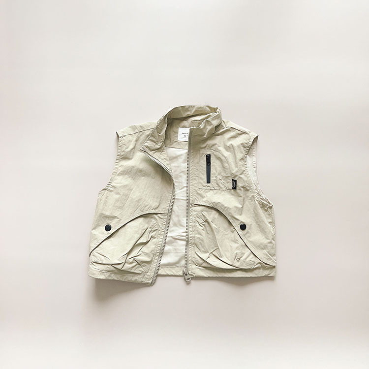 工裝後標無袖拉鍊背心