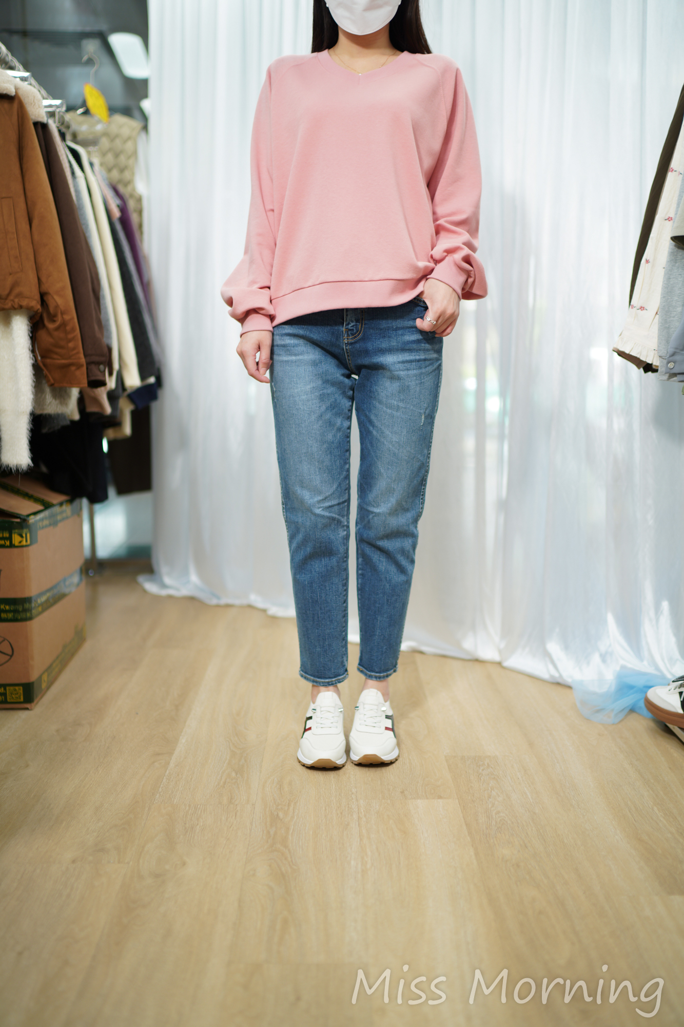 V領款薄棉tee(14943)