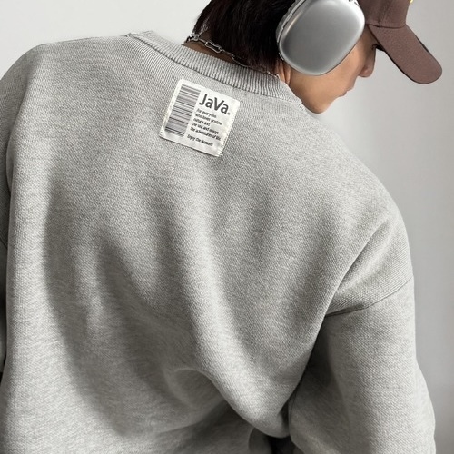 JaVa 圓領大學踢 後標誌 雙面 長袖 上衣 日本代購 95024765