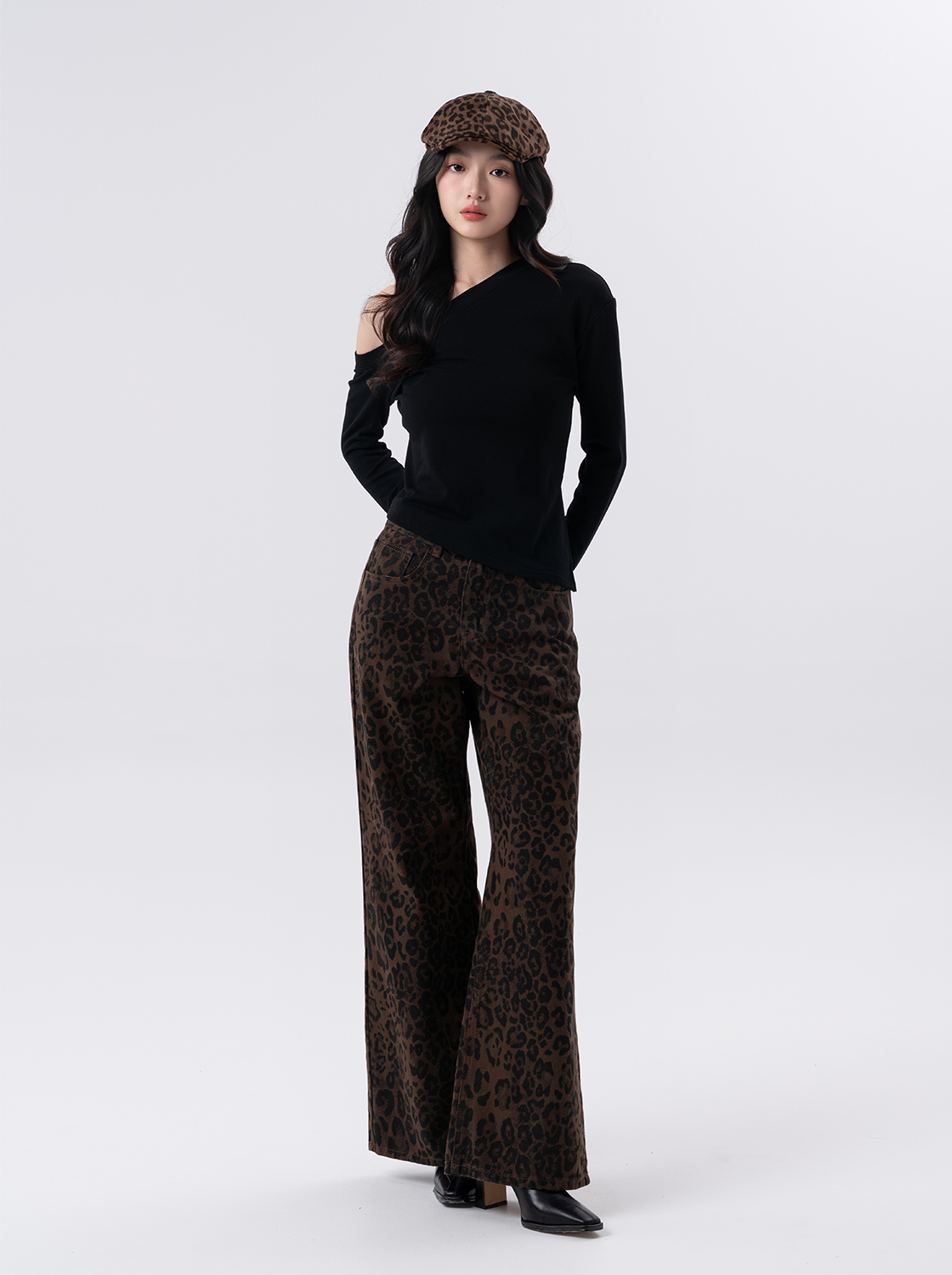 發熱 斜肩長袖上衣