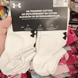 [S] CW UNDER ARMOUR WHITE CUSHIONED NO-SHOW SOCKS, 6 PAIRS, 55-7722-367356-001299-20-1 (SZZ841)