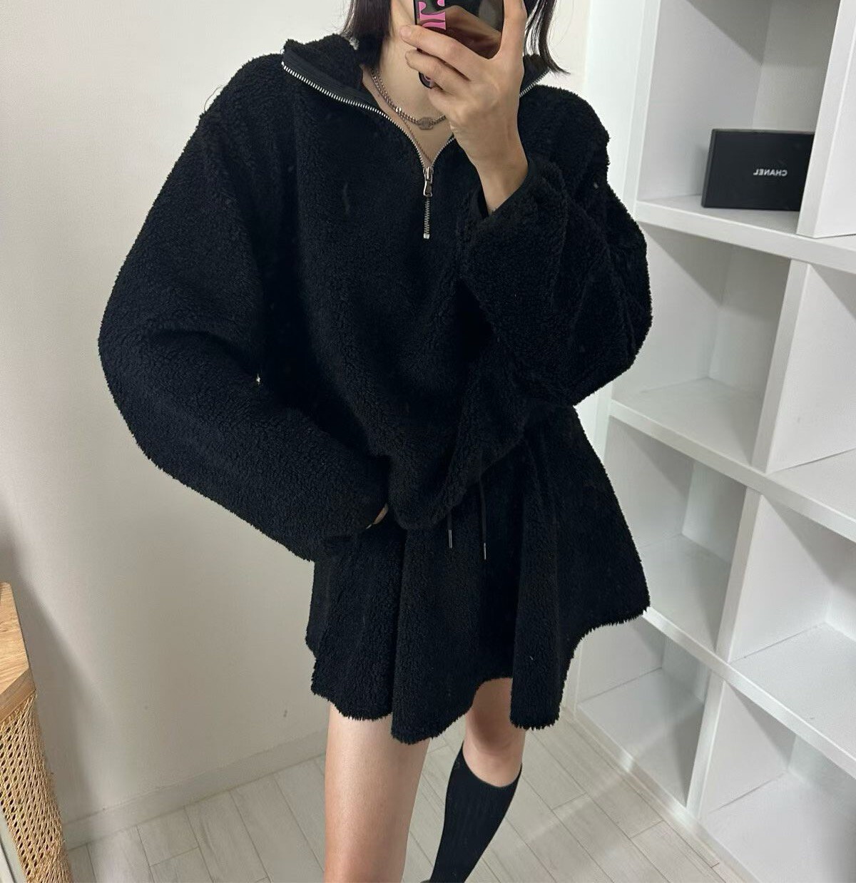 拉鍊開襟絨毛衛衣