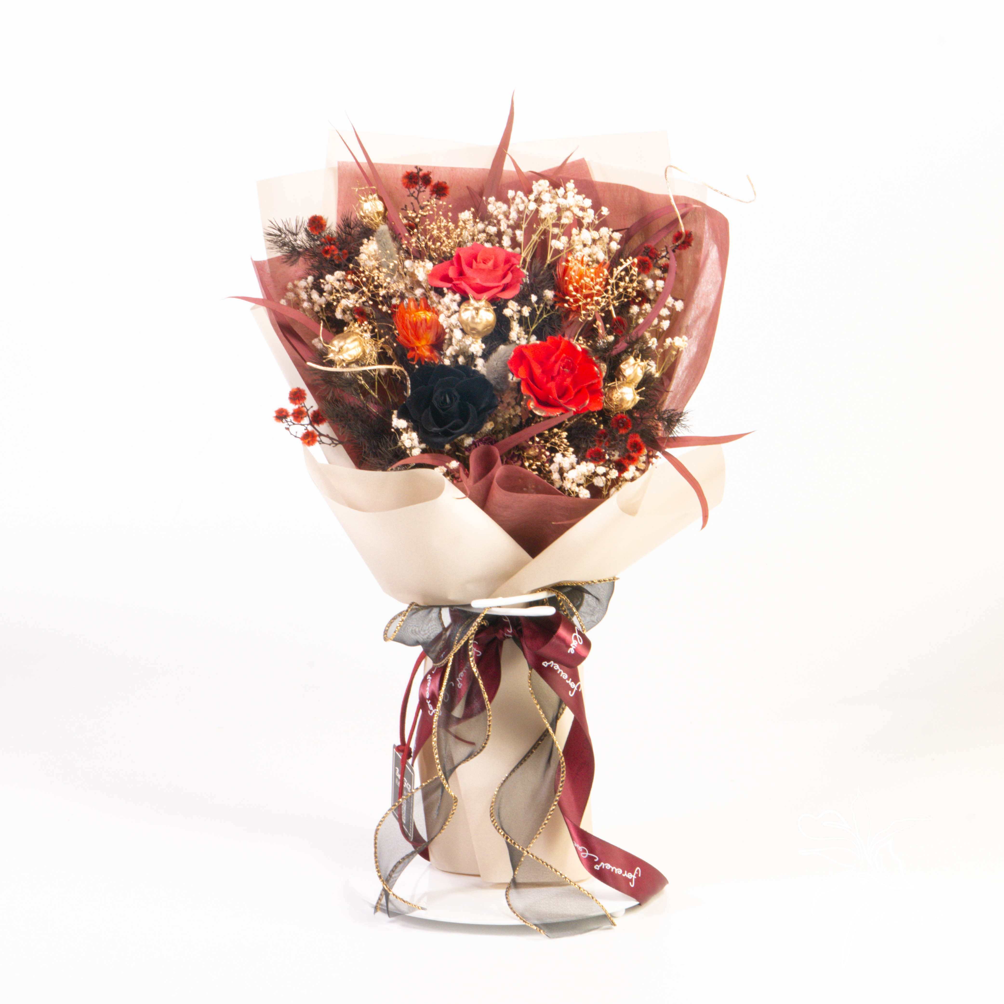 【勃根地之夜】中型永生乾燥花束