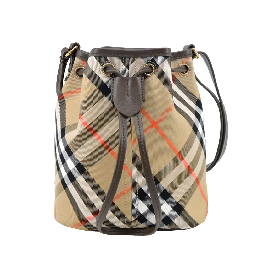 【JS’Maxx】BURBERRY 新款格紋迷你水桶包(沙色)