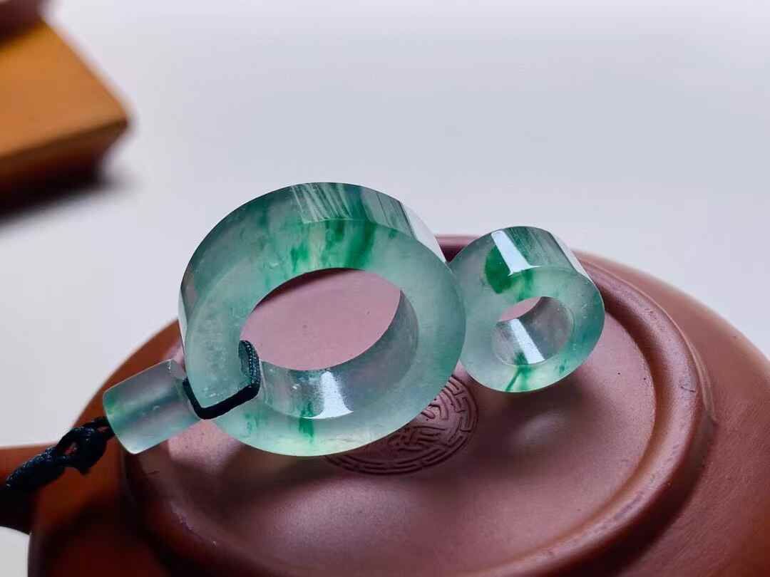 翡翠高冰綠花平安環,天然翡翠A玉, 緬甸玉, Jade, Jadeite