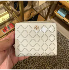 PS82 Tory Burch 171492 Emerson Perforated Mini Wallet 0525 Optic White / 137