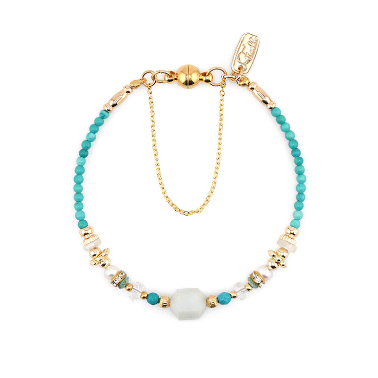 十二月誕生石 • 乒乓菊 • 圓滿 – 玉石綠松石 – 手鍊