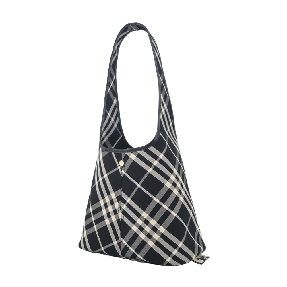 【JS’Maxx】BURBERRY 新款格紋小號格紋肩背包(黑色/白布色)