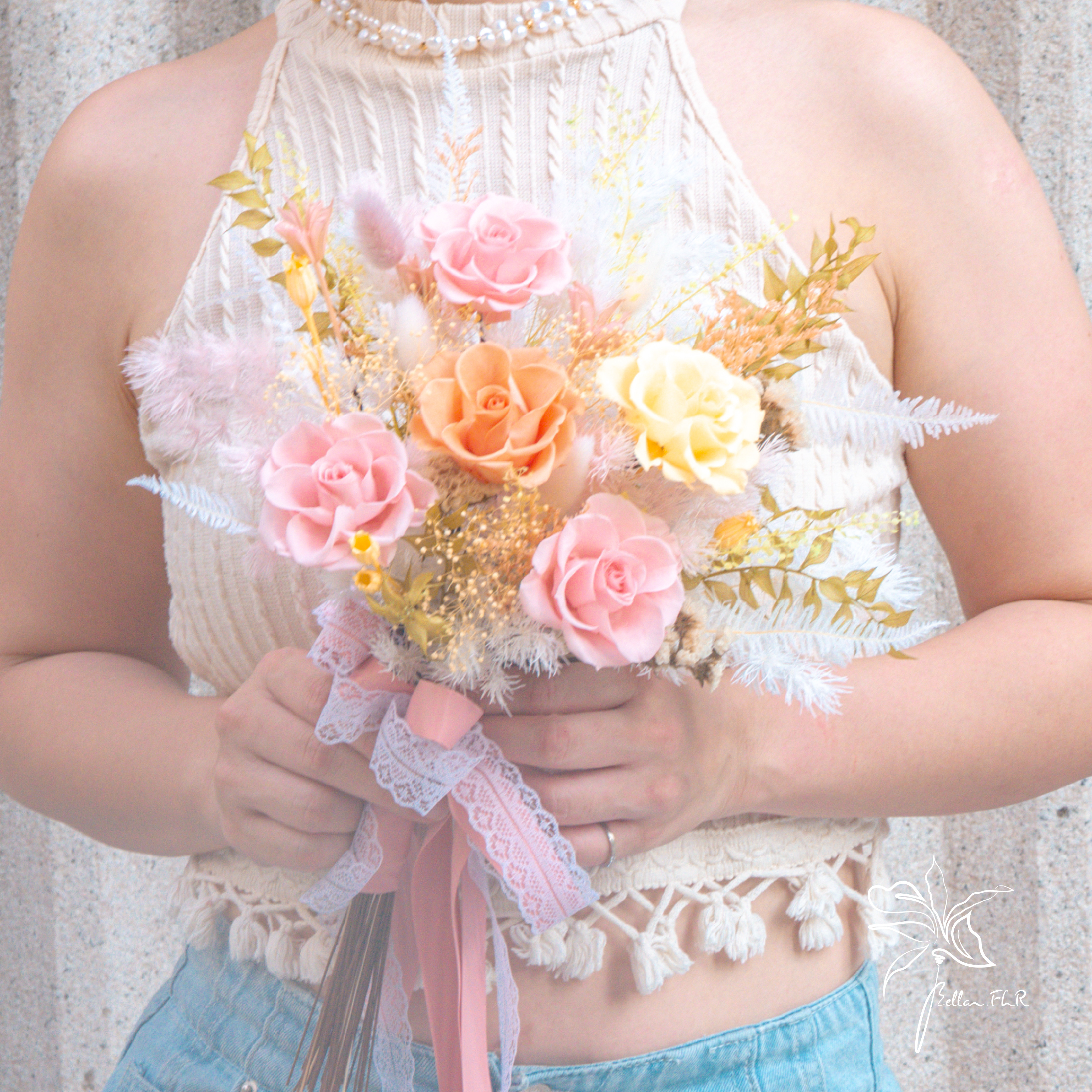 【月光精靈的贈禮】5朵永生主花中型捧花