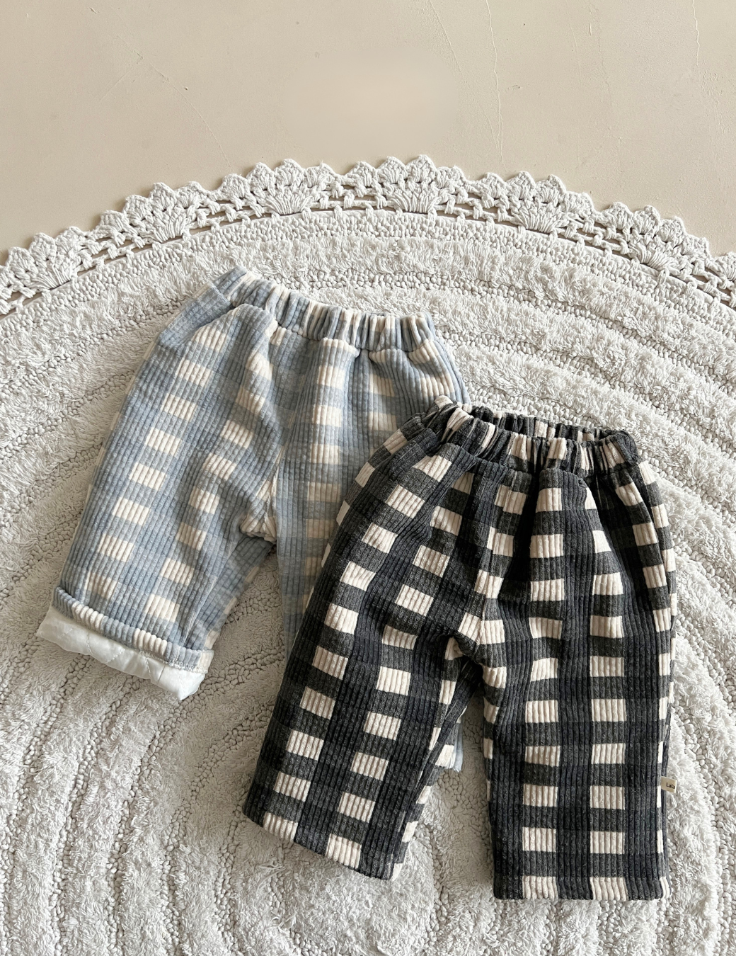 復古燈芯絨格紋長褲