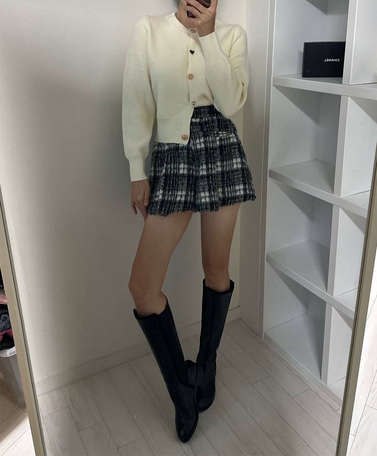 羊毛海格紋短褲裙