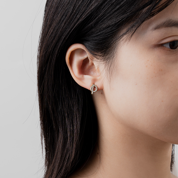 miramira微光｜白鋯石流光鎖定耳環D6055-金58941
