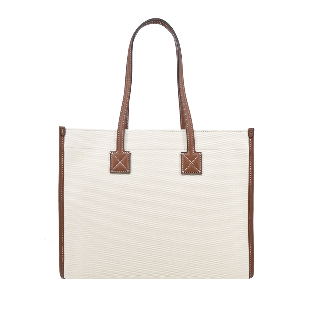 【JS’Maxx】BURBERRY 新款 Freya 帆布拼接皮革小型手提/肩背包(自然色／棕褐色)