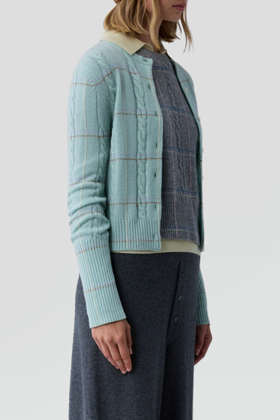 Guest in Residence｜JANE 格紋羊絨針織外套