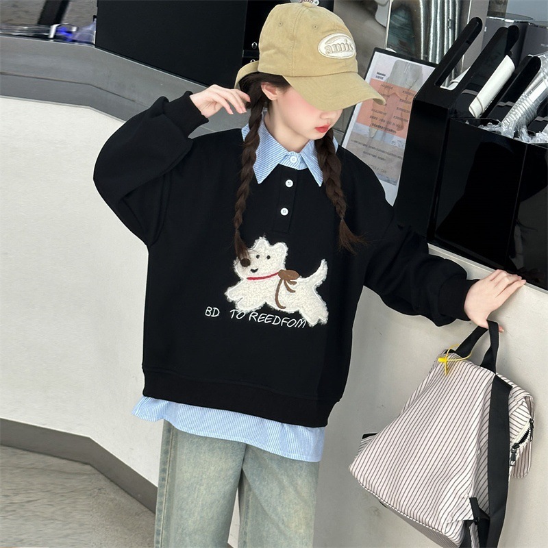 假兩件拼接襯衫狗狗上衣 2色 120cm-170cm #3283093