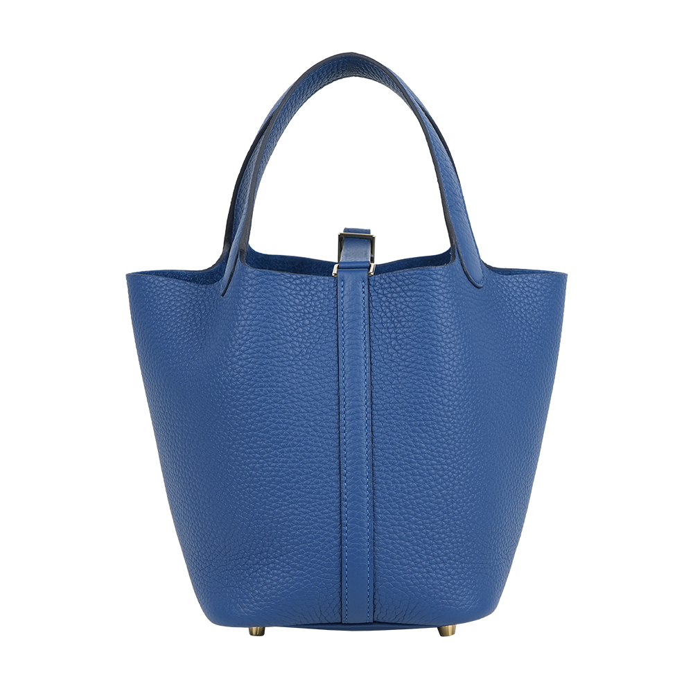 【Hermès】Picotin Lock 18cm PM手提小水桶(淡金釦/扎染藍)